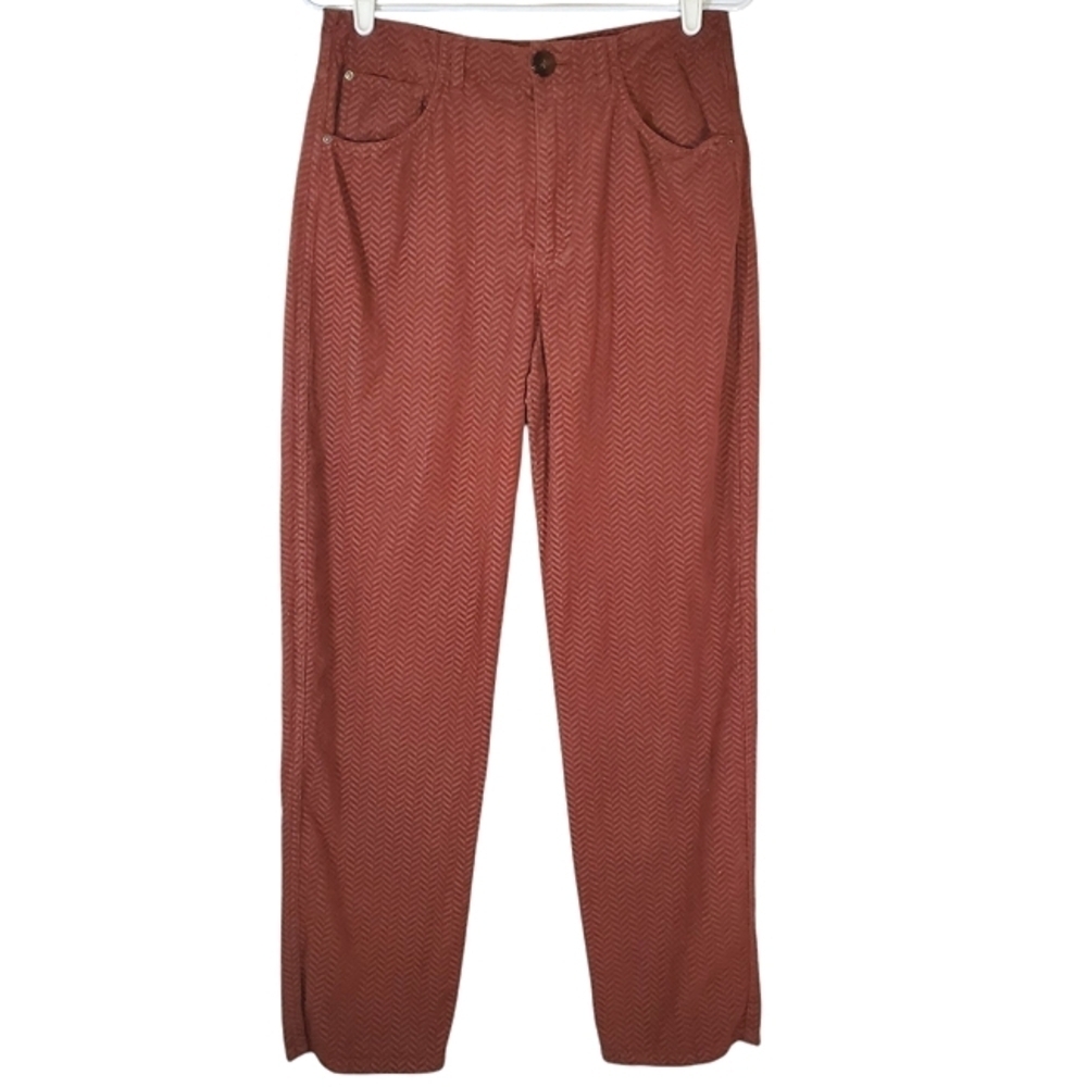 7386 * Massimo Chevron Texture Corduroy Pants Rust Brown Size 6